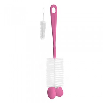 Birste ar šammmi pudelei +mini-birstīte knupim BabyOno 720/02 pink Birste ar šammmi pudelei +mini-birstīte knupim BabyOno 720/02 pink