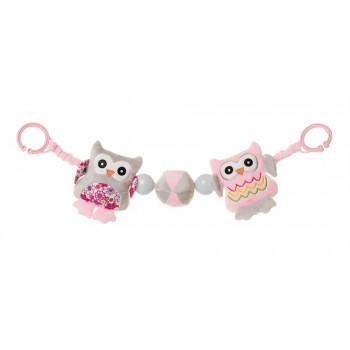 Grabulis ratiņiem OWLS pink 4BABY OP11 Grabulis ratiņiem OWLS pink 4BABY OP11