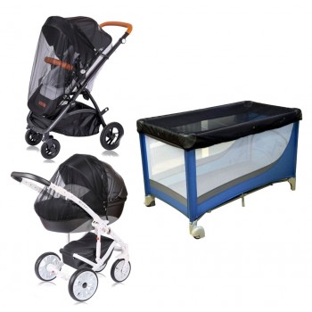 Moskītu tīkls melns XXL ratiņiem/ceļojumu gultai (melns)