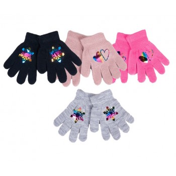 Cimdiņi 5P HOLOGRAM 16 cm RED-0068 GIRL