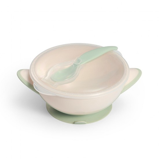 Bļoda ar piesūcekni un karoti Babyono 1063/07 green Bļoda ar piesūcekni un karoti Babyono 1063/07 green