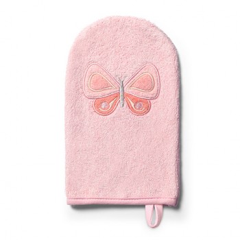 Bambusa cimdiņš bērna mazgāšanai BabyOno 347/07 pink butterfly Bambusa cimdiņš bērna mazgāšanai BabyOno 347/07 pink butterfly
