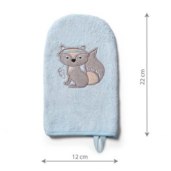 Bambusa cimdiņš bērna mazgāšanai BabyOno 347/08 blue fox Bambusa cimdiņš bērna mazgāšanai BabyOno 347/08 blue fox