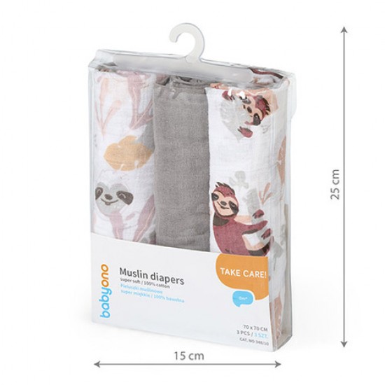 Muslīna autiņu komplekts SUPER SOFT (3 gab.) 348/10 grey Muslīna autiņu komplekts SUPER SOFT (3 gab.) 348/10 grey
