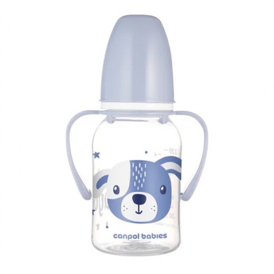 Pudele ar rokturiem CUTE ANIMALS 120 ml 11/823 blue Pudele ar rokturiem CUTE ANIMALS 120 ml 11/823 blue