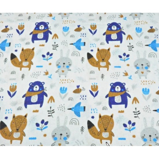 Autiņš flaneļa ANIMALS blue 70x80 cm (1203) Autiņš flaneļa ANIMALS blue 70x80 cm (1203)