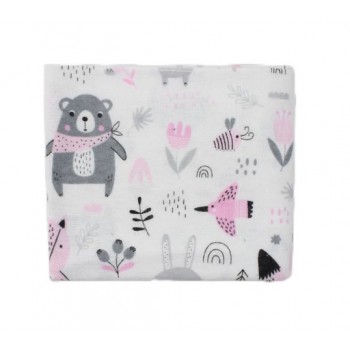 Autiņš flaneļa ANIMALS pink 70x80 cm (1258)