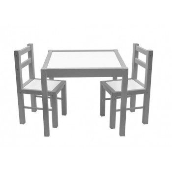 Galdiņš+ 2 krēsliņi BOGDAN white/grey  (Drewex) [A]