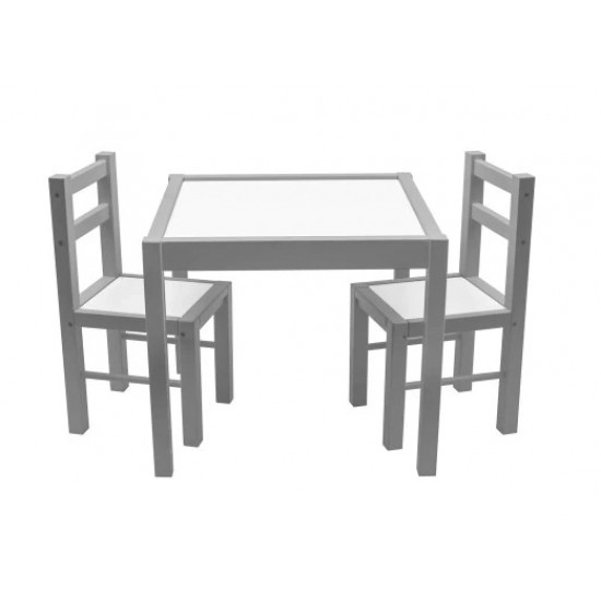 Galdiņš+ 2 krēsliņi BOGDAN white/grey  (Drewex) [A]