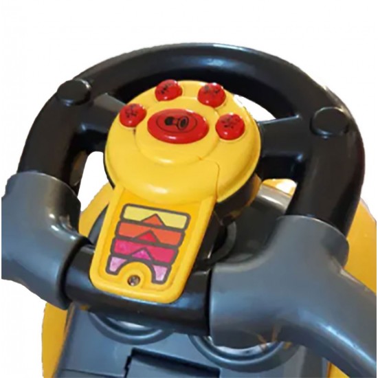 Stumjamā mašīna 3in1 MEGA CAR yellow BabyMix 45840 [Akcija]