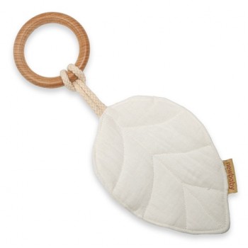 Koka graužamais ar muslīna piekariņu NEW BABY LEAF 53528 Koka graužamais ar muslīna piekariņu NEW BABY LEAF 53528
