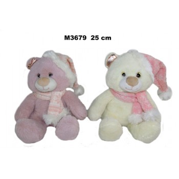 Ziemassvētku lācis 25 cm ar cepuri un šalli M3679 (Sun-Day)