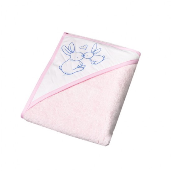 Dvielis ar kapuci RABBIT light pink 80x80 cm [A]
