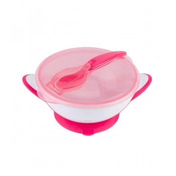 Bļoda ar piesūcekni un karoti BabyOno 1063/03 pink Bļoda ar piesūcekni un karoti BabyOno 1063/03 pink