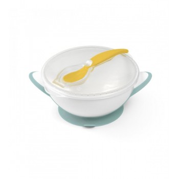 Bļoda ar piesūcekni un karoti Babyono 1063/04 WHITE Bļoda ar piesūcekni un karoti Babyono 1063/04 WHITE