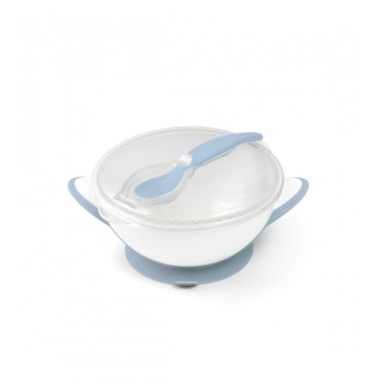 Bļoda ar piesūcekni un karoti BabyOno 1063/05 WHITE Bļoda ar piesūcekni un karoti BabyOno 1063/05 WHITE