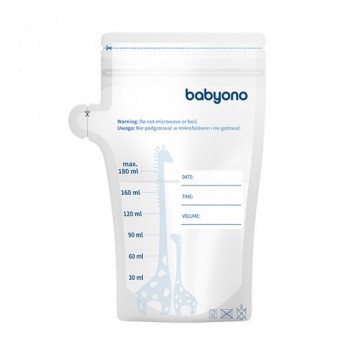 Maisiņi mātes piena glabāšanai un sasaldēšanai 30x180 ml BabyOno 1084 Maisiņi mātes piena glabāšanai un sasaldēšanai 30x180 ml BabyOno 1084