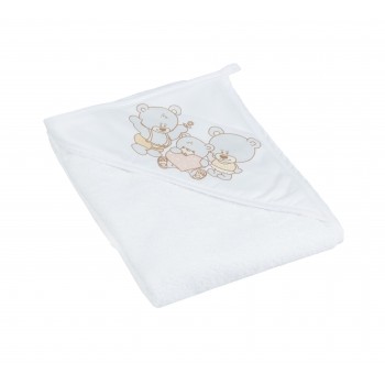 Dvielis ar kapuci BEAR white pearl 80x80 cm TegaBaby MS-014 [A]